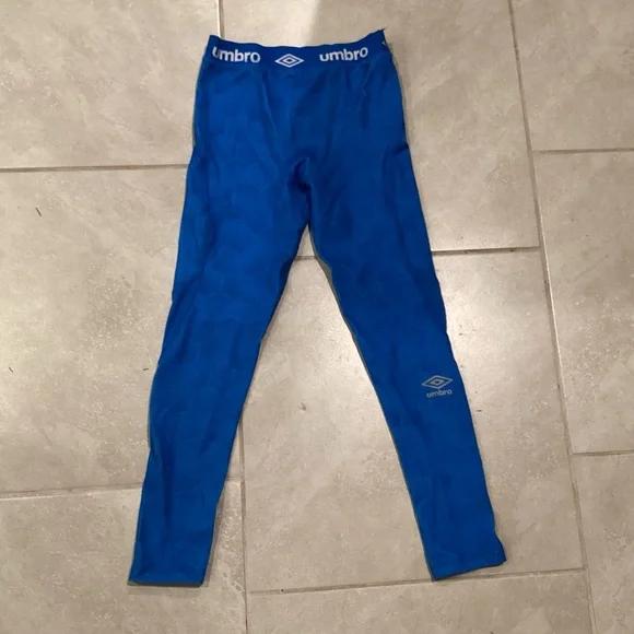 Umbro Compression Tights Boys Blue Stretch Training - Picture 2 of 7